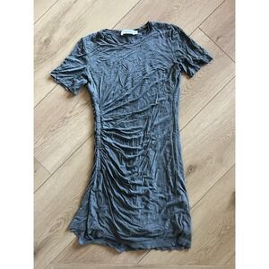 A.L.C. Women's Gray Ruched T Shirt‎ Dress Size Small Short Sleeve Casual